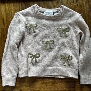 Children’s Place Light Pink Sweater with Gold Sequin Bows